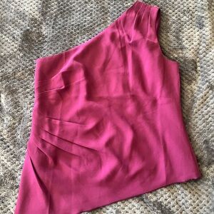 White House Black Market One-Shoulder Magenta top